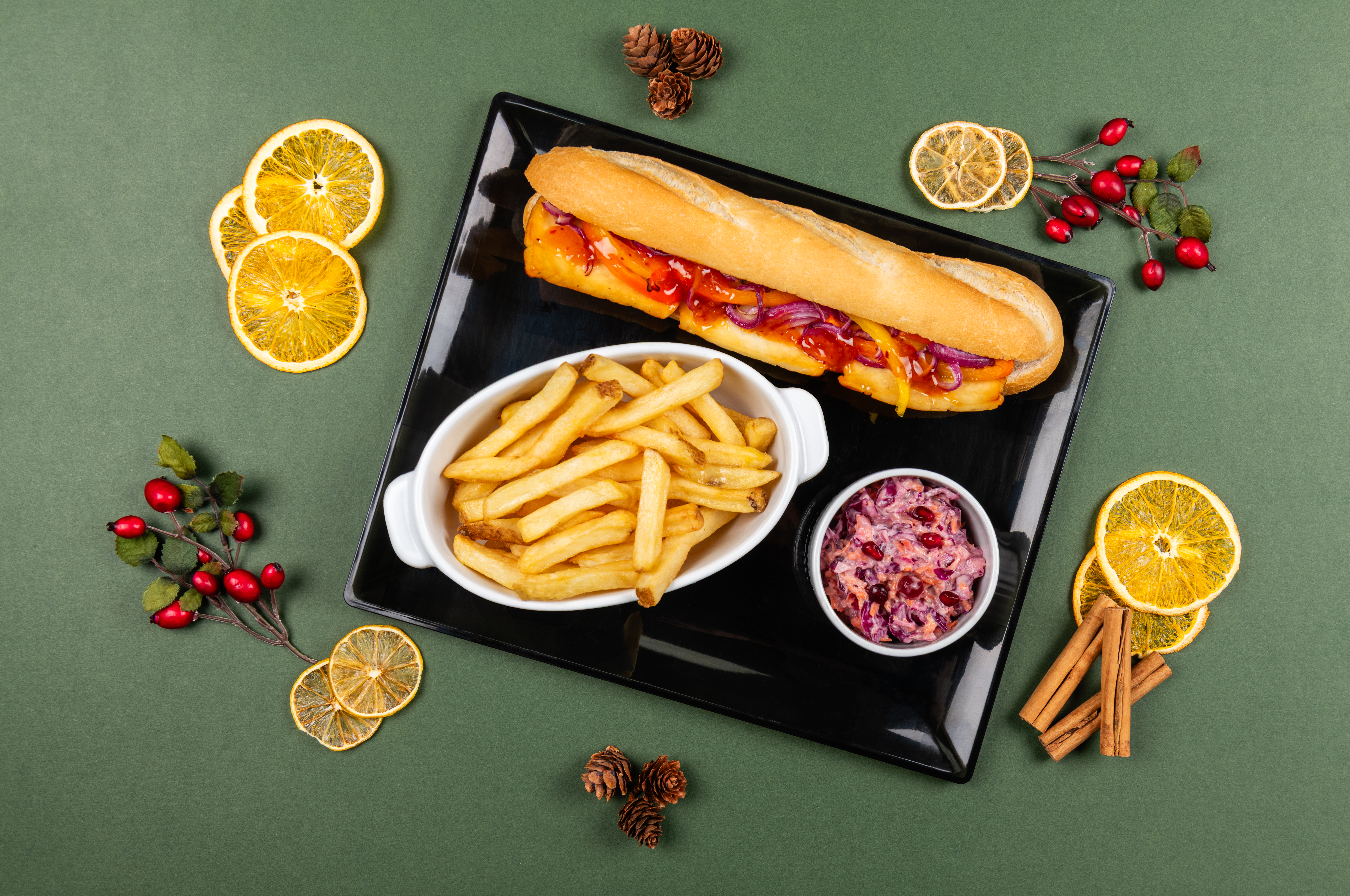 Hot Festive Baguette with Dessert